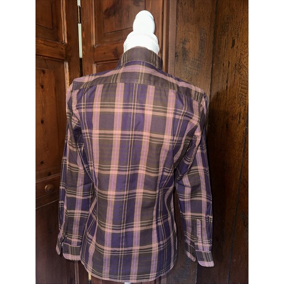 WOMENS LRL Lauren Ralph Lauren Purple Plaid Shirt Fall Button Petite Small EUC - Picture 3 of 4